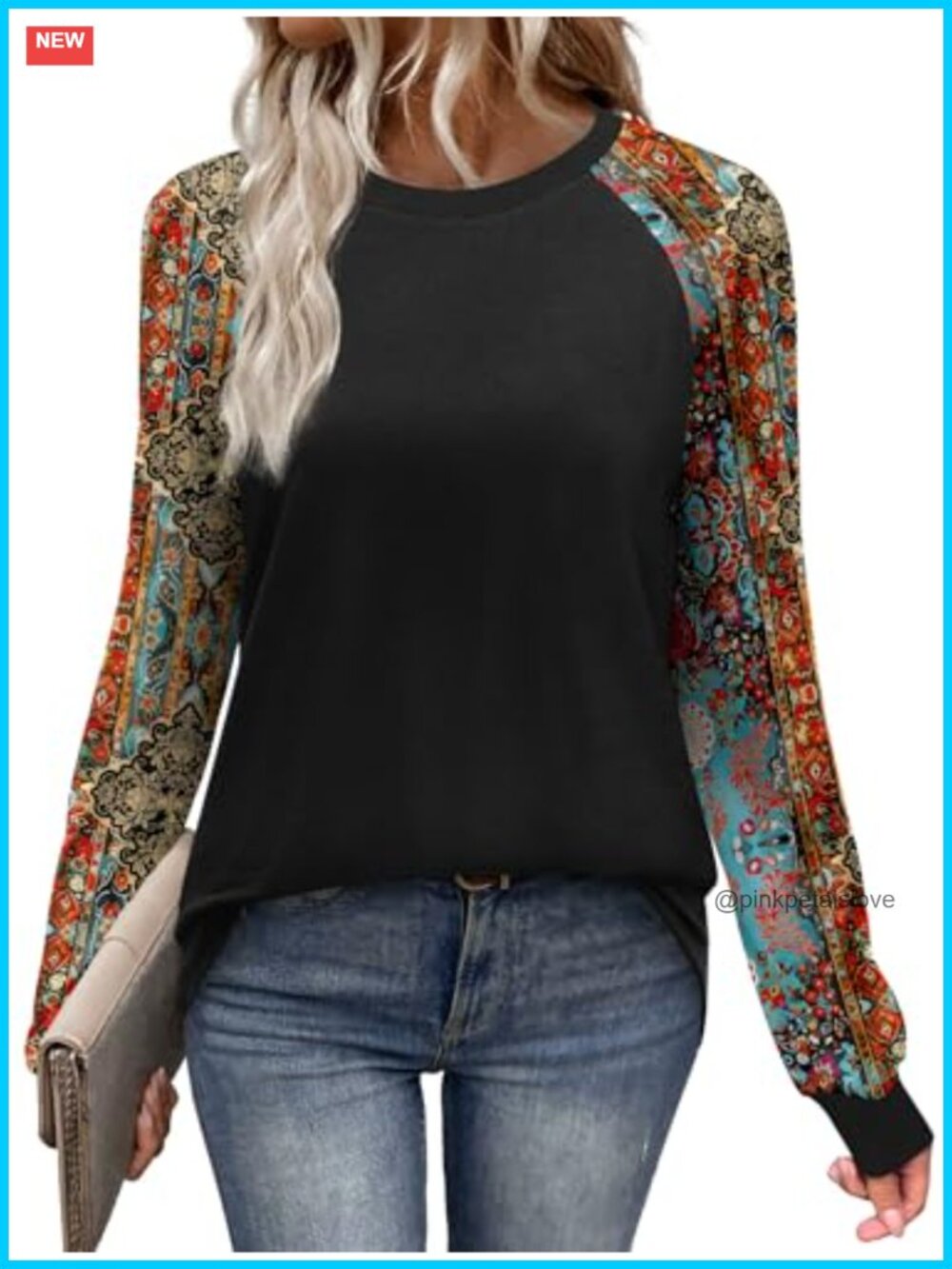 Long Sleeve Color Block Raglan Tee Crewneck Casual Basic Top Pullover Stretch